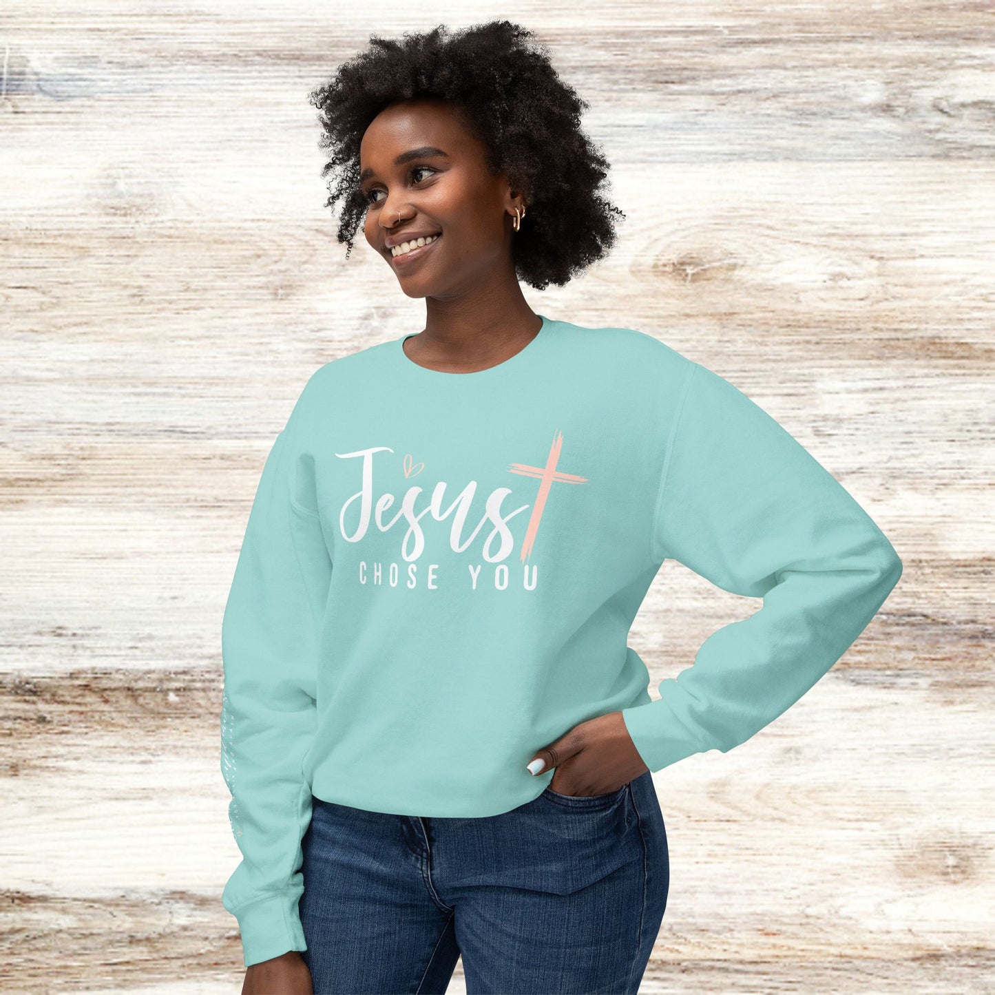 Jesus Chose You Unisex Lightweight Crewneck Sweatshirt