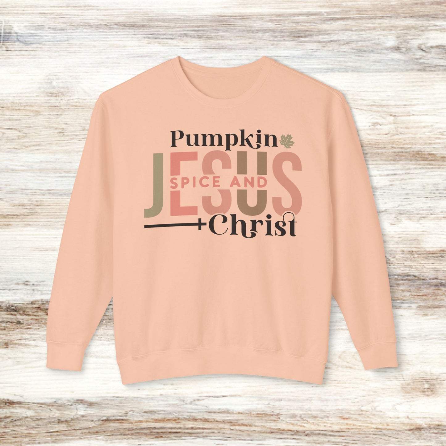 Pumpkin Spice and Jesus Unisex Lightweight Crewneck Sweatshirt