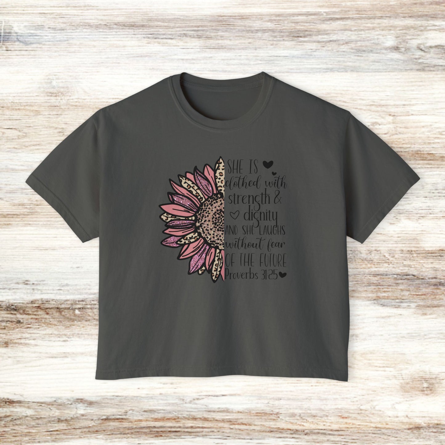 Women's Boxy Proverbs 31:25 Floral Premium T-Shirt