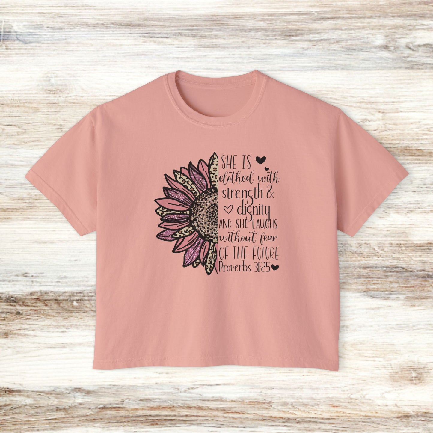 Women's Boxy Proverbs 31:25 Floral Premium T-Shirt