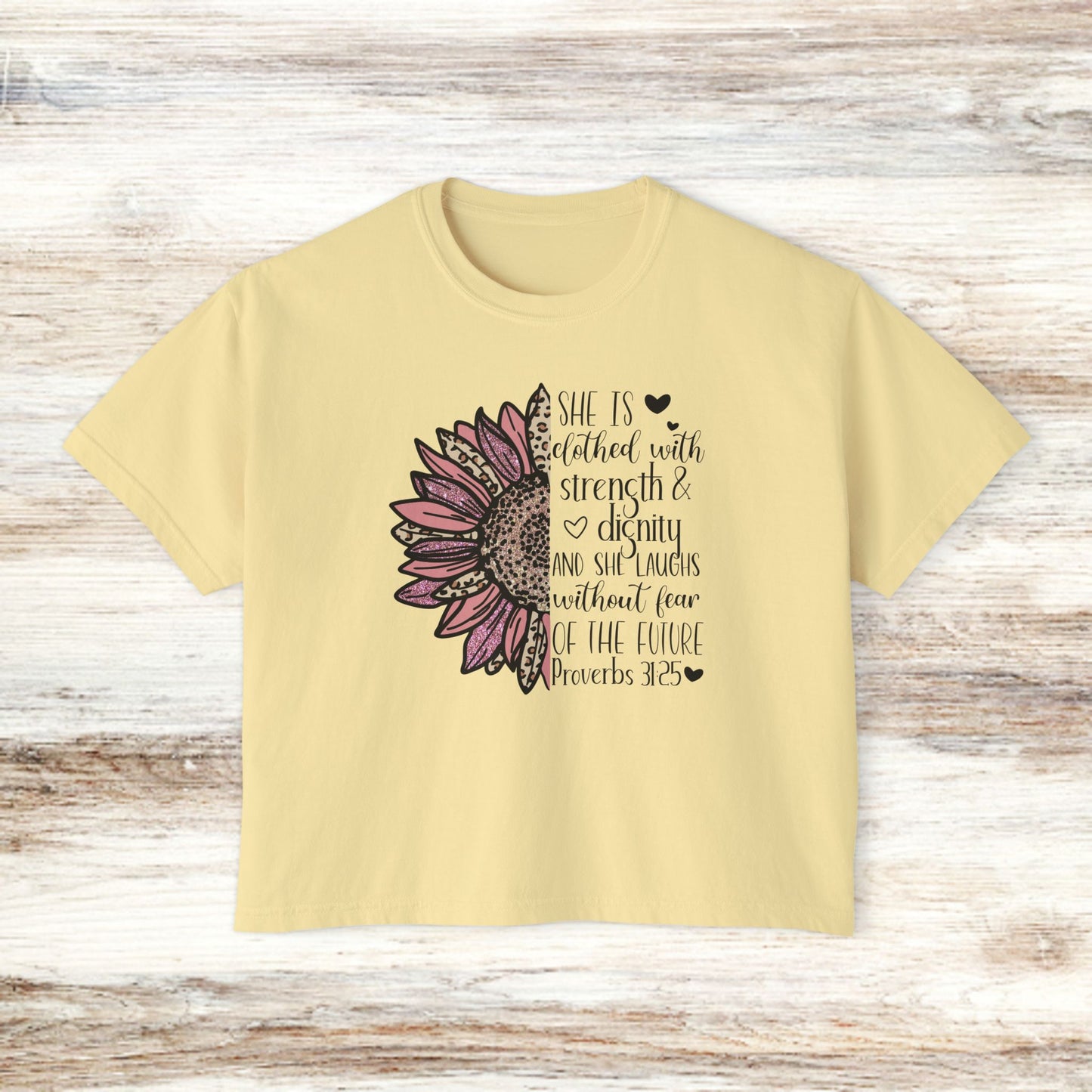 Women's Boxy Proverbs 31:25 Floral Premium T-Shirt