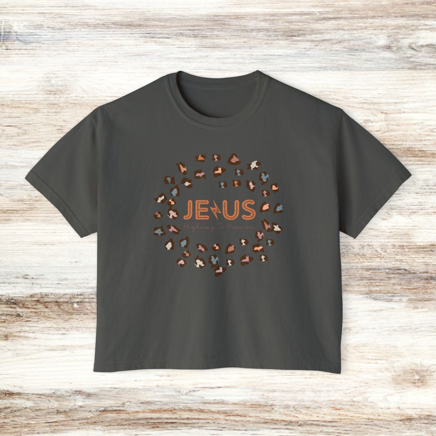 Leopard Print Women's Tee - Jesus Highway to Heaven