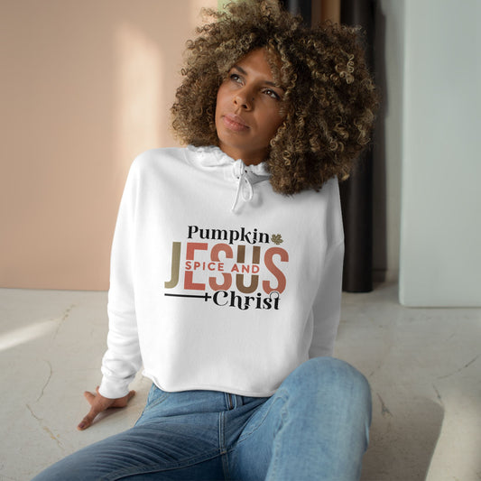 Pumpkin Spice & Jesus Crop Hoodie - Perfect for Fall Celebrations