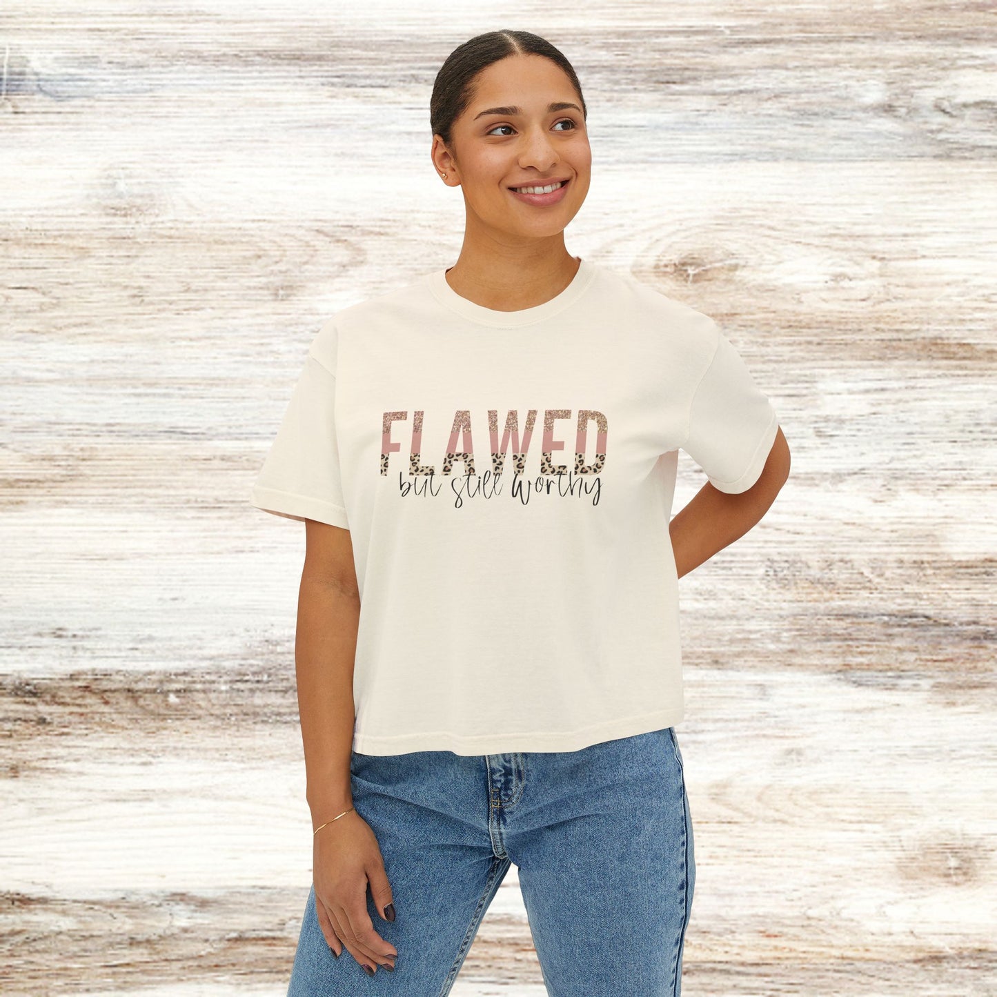 Christian Women's Boxy Tee - Flawed but Still Worthy Premium Tee