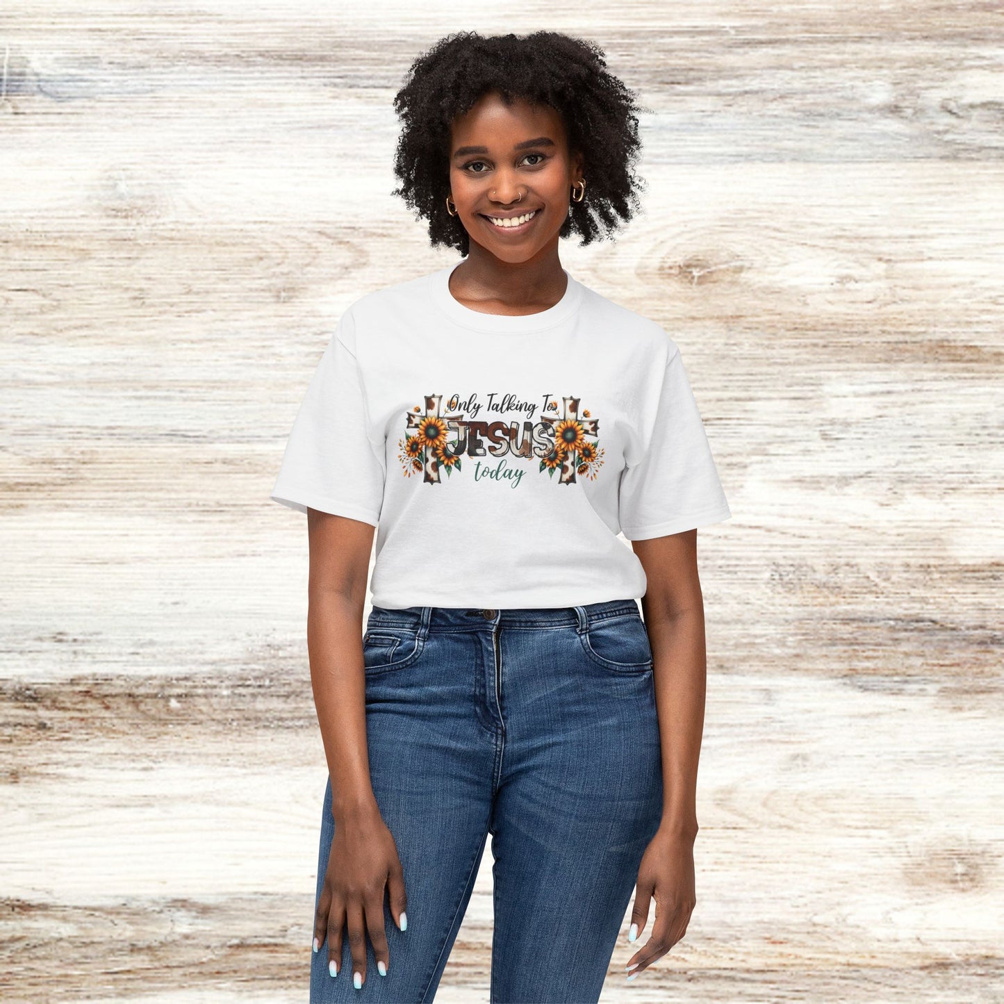 Only Talking to Jesus Floral T-Shirt - Unisex HD Cotton™ Tee