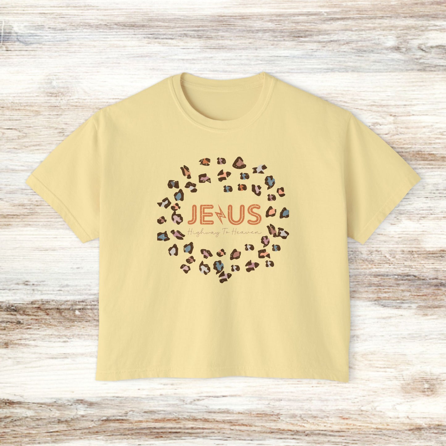 Leopard Print Women's Tee - Jesus Highway to Heaven