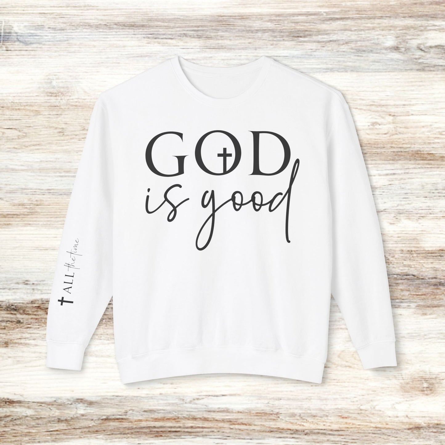 God is Good Unisex Lightweight Crewneck Sweatshirt - Faith-Based Design for Celebrations and Everyday Comfort